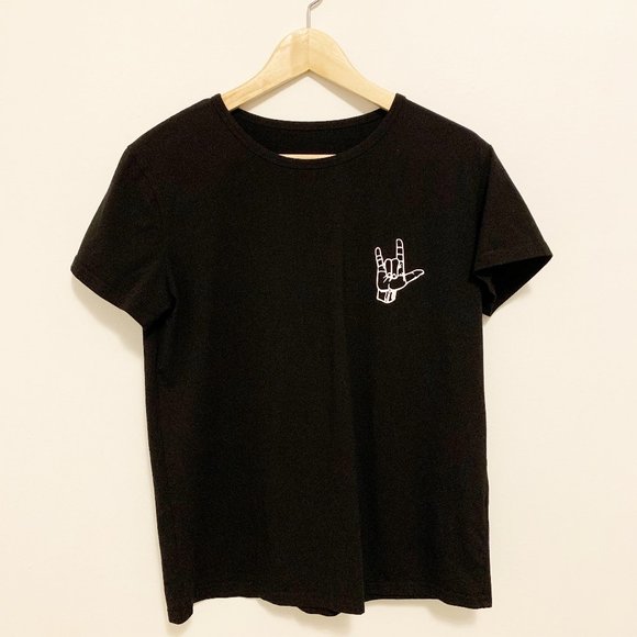 Tops - I Love You Symbol Black Shirt
